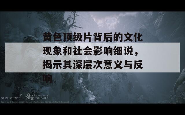 黄色顶级片背后的文化现象和社会影响细说，揭示其深层次意义与反响