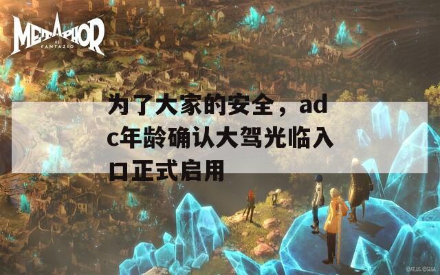 为了大家的安全，adc年龄确认大驾光临入口正式启用