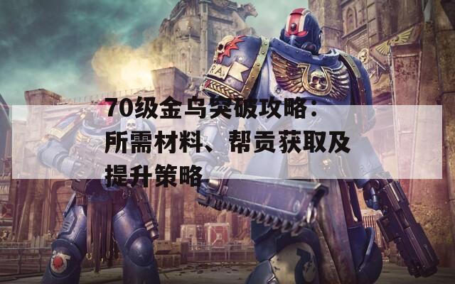 70级金乌突破攻略：所需材料、帮贡获取及提升策略