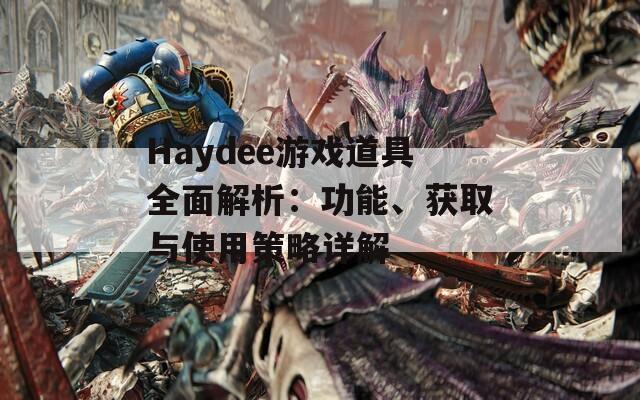 Haydee游戏道具全面解析：功能、获取与使用策略详解